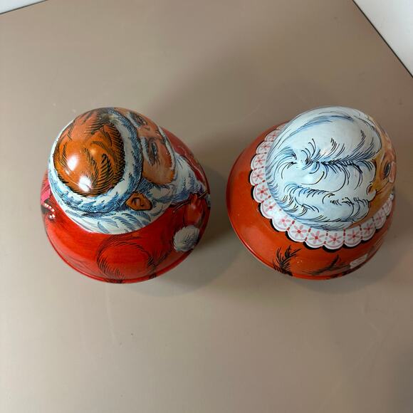Set of 2 Vintage Mrs & Santa Claus Britol Ware Roly Poly Tobacco Tins Christmas - Picture 5 of 10